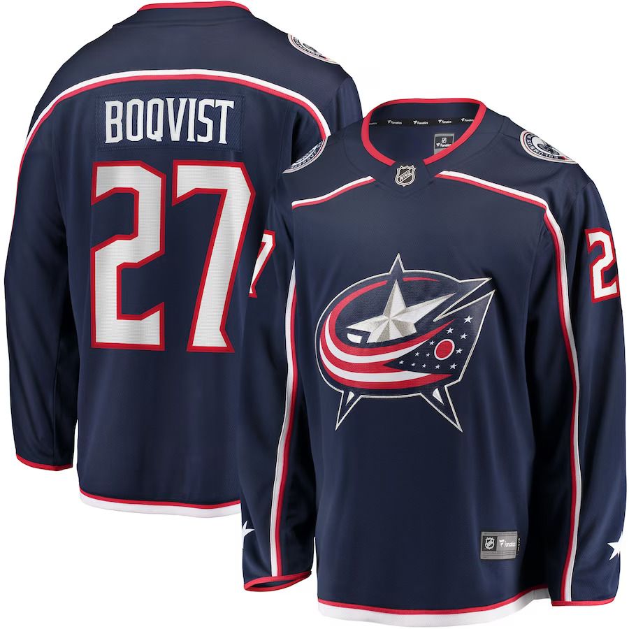 Men Columbus Blue Jackets 27 Adam Boqvist Fanatics Branded Navy Home Breakaway Player NHL Jersey